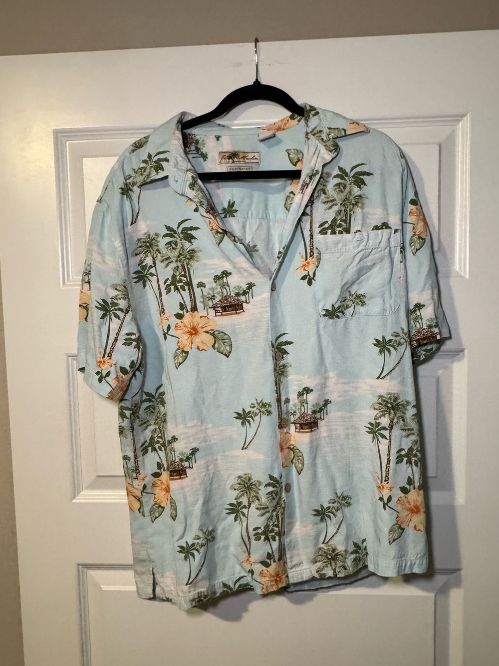 Light Blue Hawaiian Floral Short-Sleeve Shirt